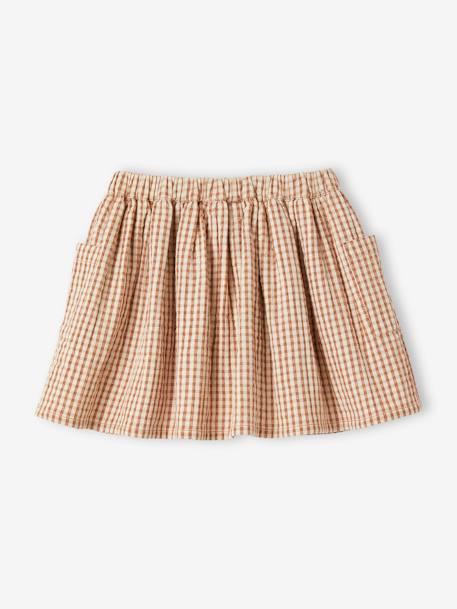 Vichy geruite rok met knopen bruin, geruit - vertbaudet enfant 