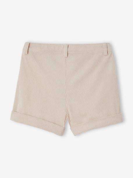 Ribfluwelen meisjesshort beige (poederkleur)+hazelnoot - vertbaudet enfant 