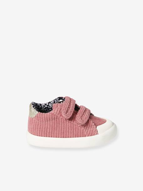 Textielen sneakers met klittenband voor baby framboos+marineblauw+oudroze - vertbaudet enfant 