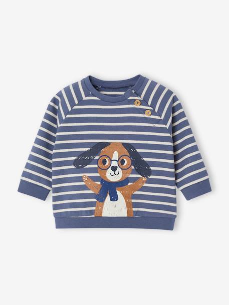 Gestreept sweatshirt van molton baby blauw, gestreept+leiblauw - vertbaudet enfant 