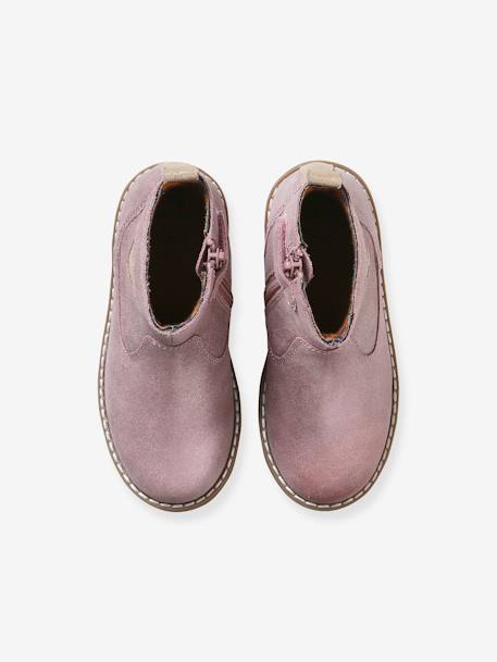 Leren laarzen met hartjesmotief kleutercollectie meisjes brons+rozen - vertbaudet enfant 