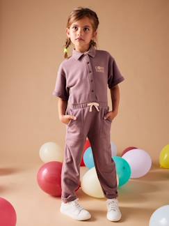 Meisje-Salopet, jumpsuit-Fleece jumpsuit met korte mouwen voor meisjes