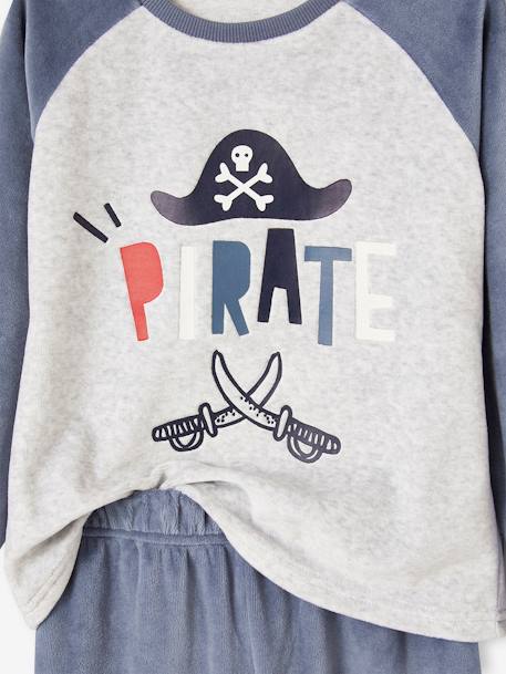 Set van 2 fluwelen pyjama's met piratenthema jongens grijsblauw - vertbaudet enfant 