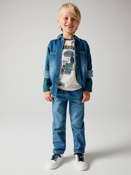 Denim jongenshemd gebleekt denim+stone+zwart denim - vertbaudet enfant 