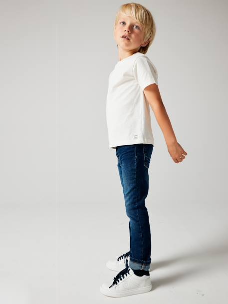 Rechte jeans voor jongens MorphologiK 'waterless' met heupomtrek Medium RUW DENIM+STONE - vertbaudet enfant 