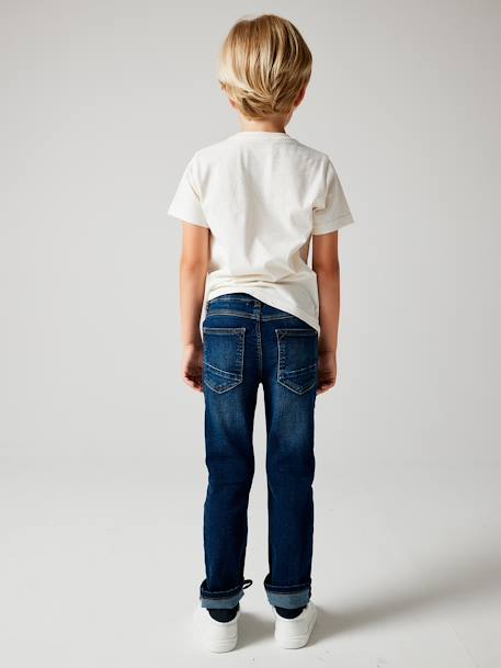 Rechte jeans voor jongens MorphologiK 'waterless' met heupomtrek Medium RUW DENIM+STONE - vertbaudet enfant 