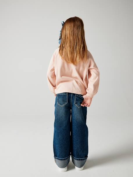 wijde jeans met revers meisjes stone - vertbaudet enfant 