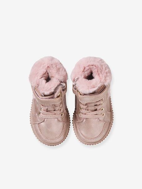 Gevoerde sneakers met veters, klittenband en ritssluiting voor baby's nude - vertbaudet enfant 