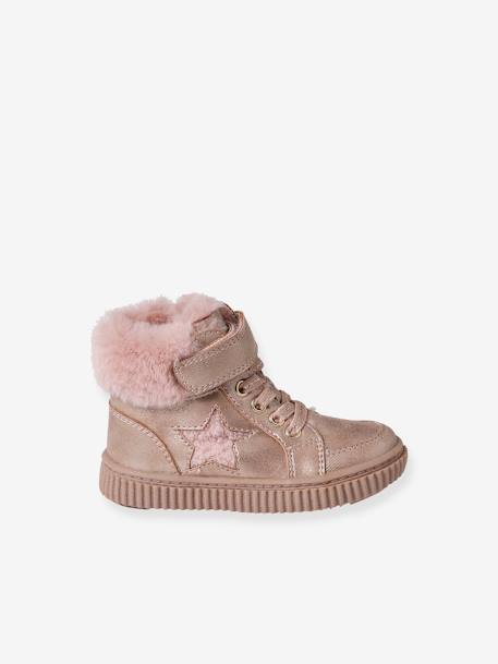 Gevoerde sneakers met veters, klittenband en ritssluiting voor baby's nude - vertbaudet enfant 