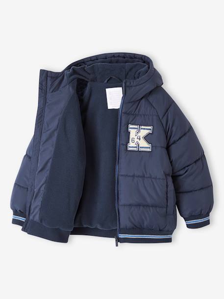 Donsjas college met voering van fleece chocoladebruin+dennen+marineblauw - vertbaudet enfant 