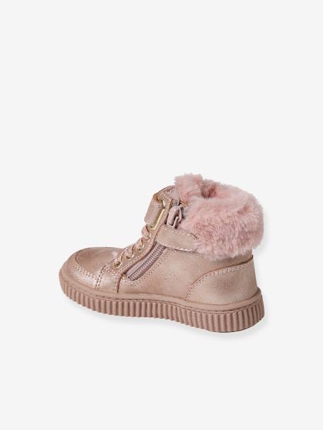 Gevoerde sneakers met veters, klittenband en ritssluiting voor baby's nude - vertbaudet enfant 