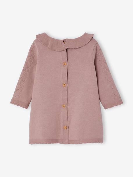 Tricot jurk met fantasiesteek baby paars+vanille - vertbaudet enfant 