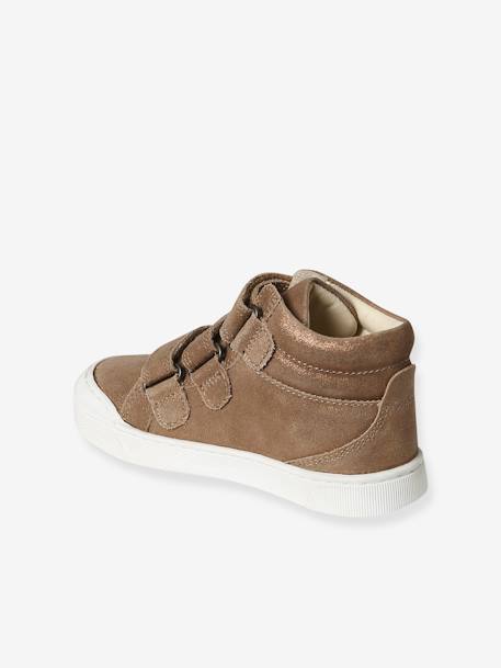 Leren MID-sneakers met klittenband, kleutercollectie meisjes goudbeige - vertbaudet enfant 