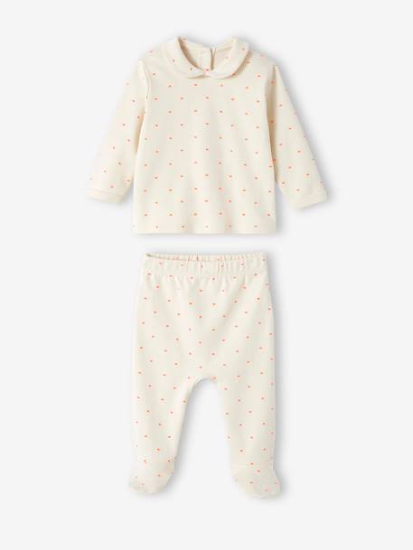 Set van 2 interlock babypyjama's met hartjes ecru - vertbaudet enfant 