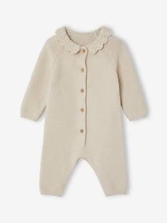 Baby-Salopette, jumpsuit-Gebreide baby jumpsuit met gehaakte kraag