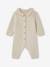 Gebreide baby jumpsuit met gehaakte kraag ecru - vertbaudet enfant 