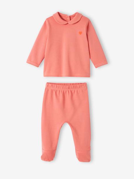 Set van 2 interlock babypyjama's met hartjes ecru - vertbaudet enfant 