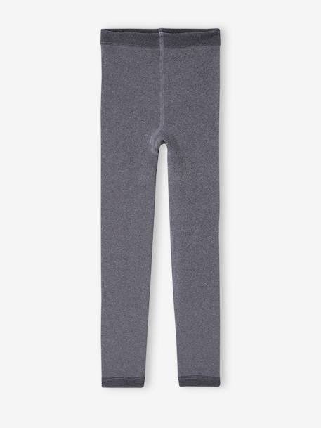 Fleece-legging voor meisjes blauw+gemêleerd grijs+zwart - vertbaudet enfant 