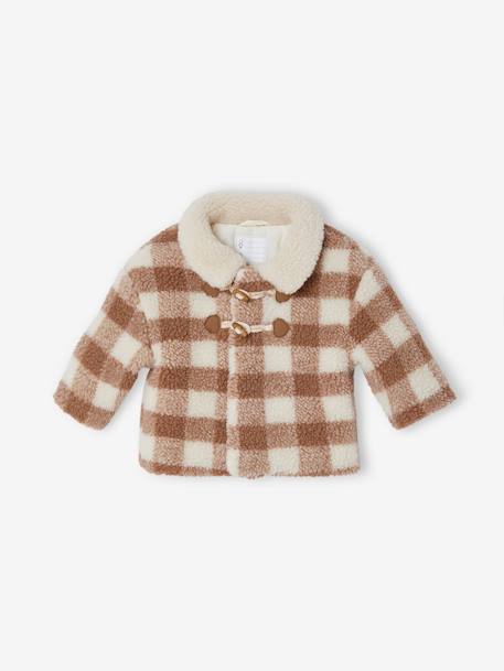 Babyjas van imitatiebont met ruitpatroon beige, geruit - vertbaudet enfant 