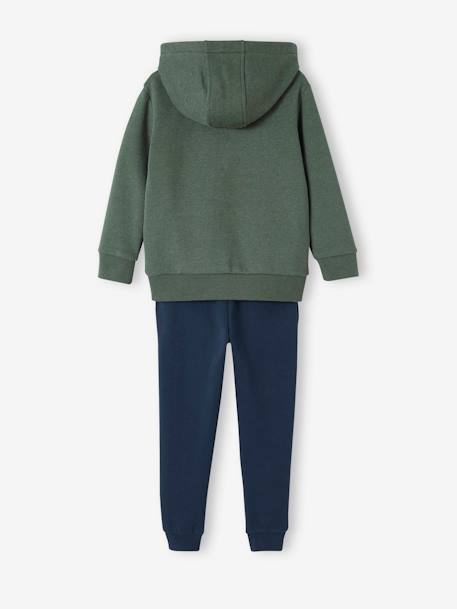 Set sport sweater met capuchon en jogging van fleece voor jongens gemêleerd groen - vertbaudet enfant 