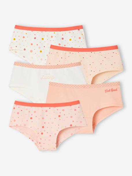 Set met 5 meisjesshorties Pop abrikoos - vertbaudet enfant 