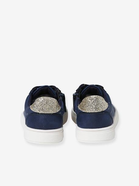 Meisjessneakers met print, veters en ritssluiting blauw, bedrukt - vertbaudet enfant 