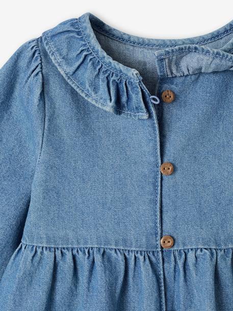 Denim babyjurk met kraag met ruches stone - vertbaudet enfant 