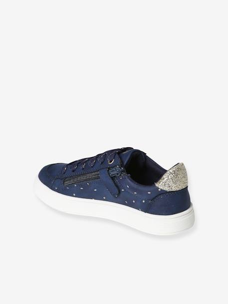 Meisjessneakers met print, veters en ritssluiting blauw, bedrukt - vertbaudet enfant 