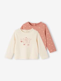 Set van 2 T-shirts BASICS baby lange mouwen  - vertbaudet enfant