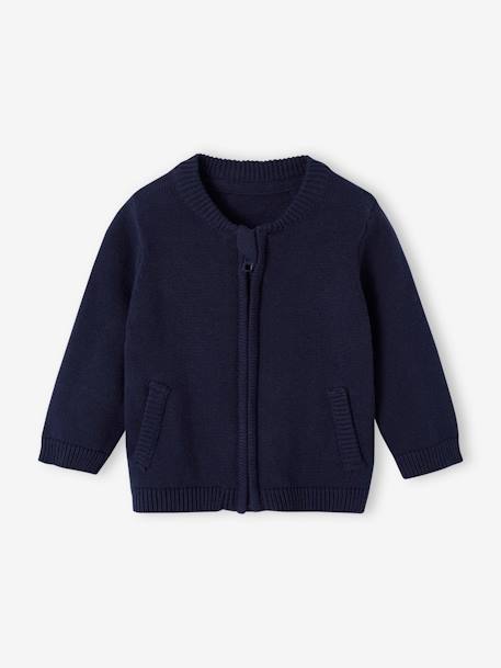 Teddy-achtig babyvestje met rits marineblauw - vertbaudet enfant 