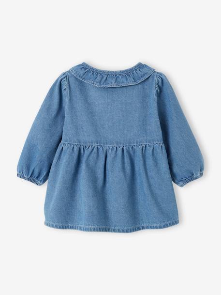 Denim babyjurk met kraag met ruches stone - vertbaudet enfant 