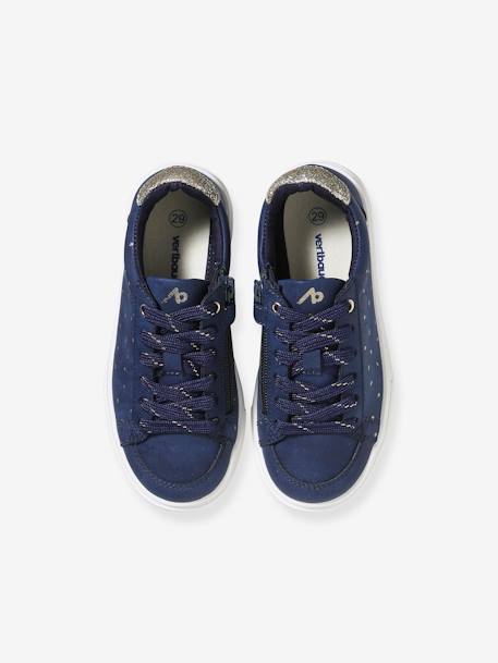 Meisjessneakers met print, veters en ritssluiting blauw, bedrukt - vertbaudet enfant 