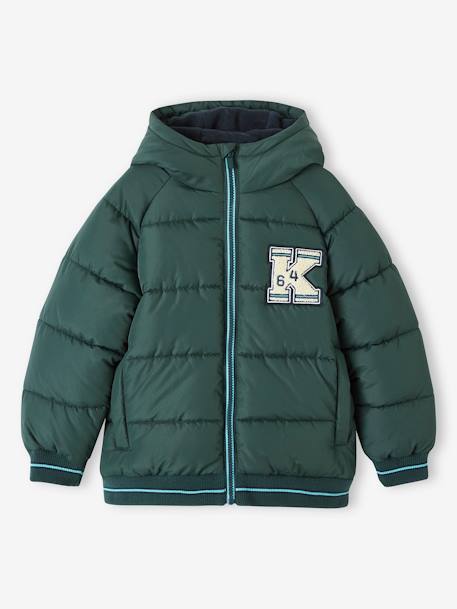 Donsjas college met voering van fleece chocoladebruin+dennen+marineblauw - vertbaudet enfant 