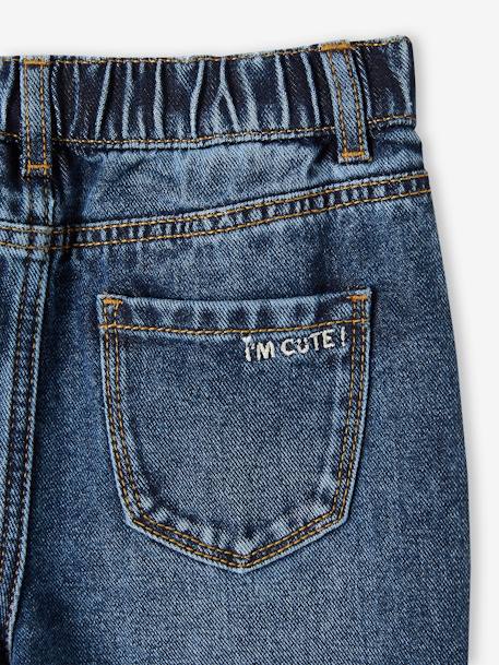 Jeans Mom fit MorphologiK meisjes heupomtrek MEDIUM double stone+jeansblauw+stone - vertbaudet enfant 