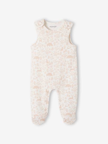 3-delige set boxpakje + romper + knuffel van biologisch katoen jeansblauw+roze (poederkleur) - vertbaudet enfant 