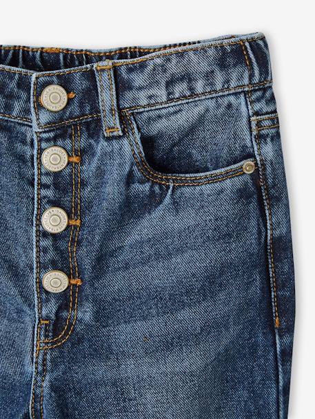 Jeans Mom fit MorphologiK meisjes heupomtrek MEDIUM double stone+jeansblauw+stone - vertbaudet enfant 