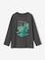 Jongens-T-shirt met pixeleffect en digitale dino's in reliëf gemêleerd grijs - vertbaudet enfant 