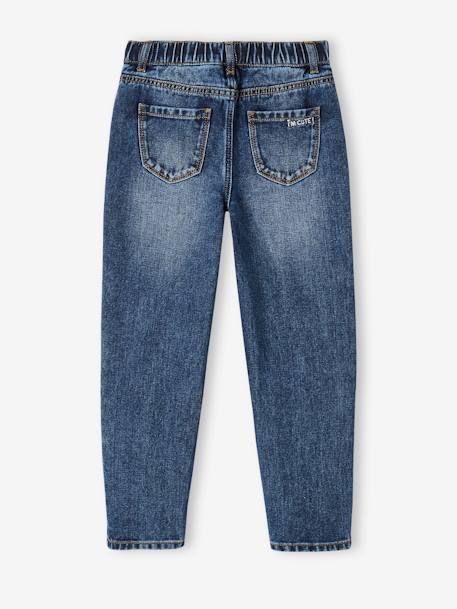 Jeans Mom fit MorphologiK meisjes heupomtrek MEDIUM double stone+jeansblauw+stone - vertbaudet enfant 