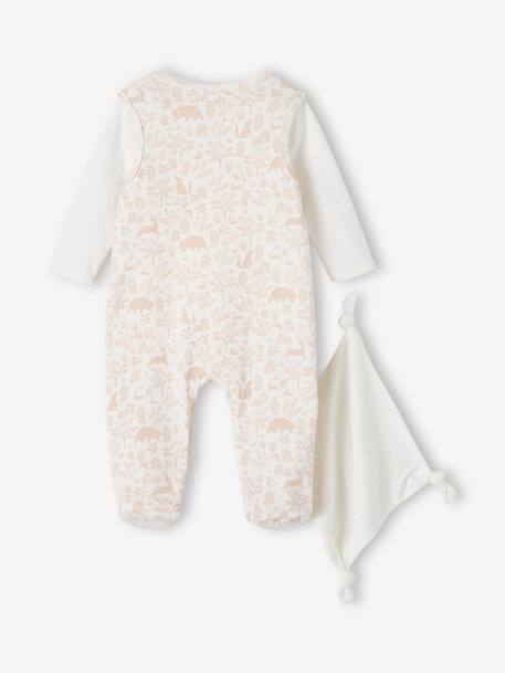 3-delige set boxpakje + romper + knuffel van biologisch katoen jeansblauw+roze (poederkleur) - vertbaudet enfant 