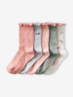 Meisje-Ondergoed-Sokken-Set van 5 paar geribde/opengewerkte meisjessokken