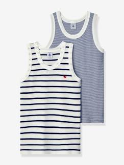 Jongens-Ondergoed-T-shirt-Set van 2 slip-overs in biologisch katoen PETIT BATEAU