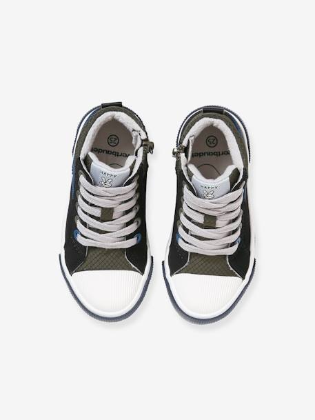 Hoge sneakers van leer, kleutercollectie zwart - vertbaudet enfant 