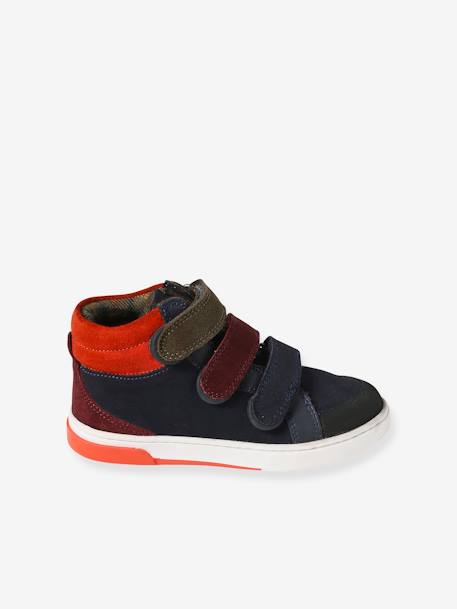 Hoge sneakers van leer, kleutercollectie marineblauw - vertbaudet enfant 