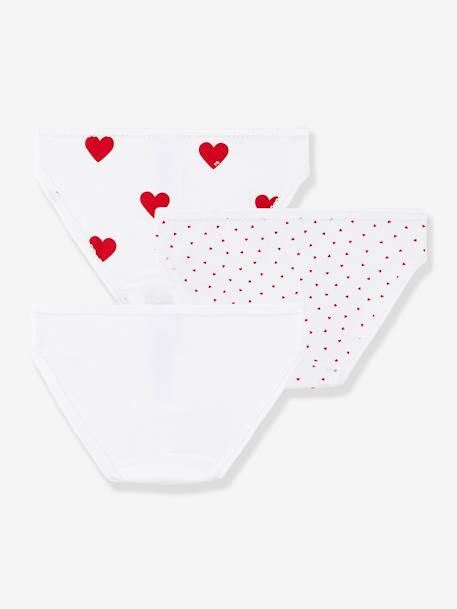 Set van 3 katoenen slipjes met hartjes voor meisjes - PETIT BATEAU witte hartjes - vertbaudet enfant 