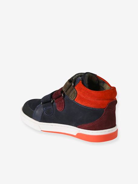 Hoge sneakers van leer, kleutercollectie marineblauw - vertbaudet enfant 