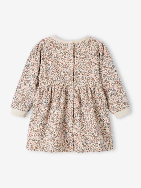 Babyjurk van molton beige (poederkleur)+goudbeige+nachtblauw - vertbaudet enfant 