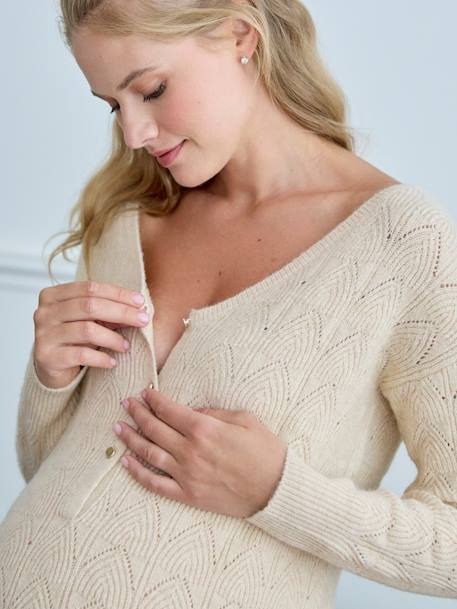Korte truijurk voor/achter zwangerschap en borstvoeding ecru - vertbaudet enfant 