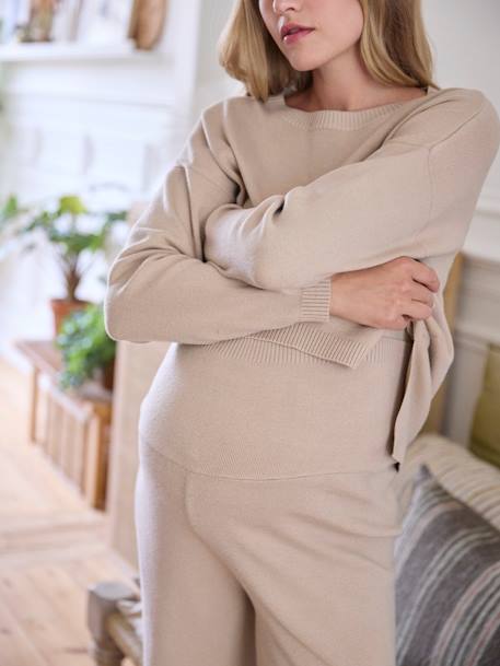 2-delige set homewear voor tijdens de zwangerschap beige (poederkleur) - vertbaudet enfant 