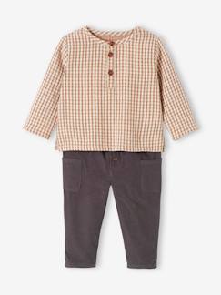 -Babyset met geruit overhemd + fluwelen broek