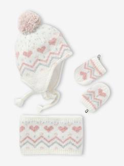 Baby-Accessoires-Muts sjaal handschoenen-Set van babymeisjes jacquard gebreide muts + snood + wanten